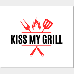 Kiss my grill bbq menu ideas recipes Posters and Art